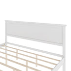 Wood Platform Bed Frame with Headboard, Wooden Panel Bed with Wood Slat Support and Under Bed Storage, No Box Spring Needed