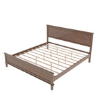 Wood Platform Bed Frame with Headboard, Wooden Panel Bed with Wood Slat Support and Under Bed Storage, No Box Spring Needed