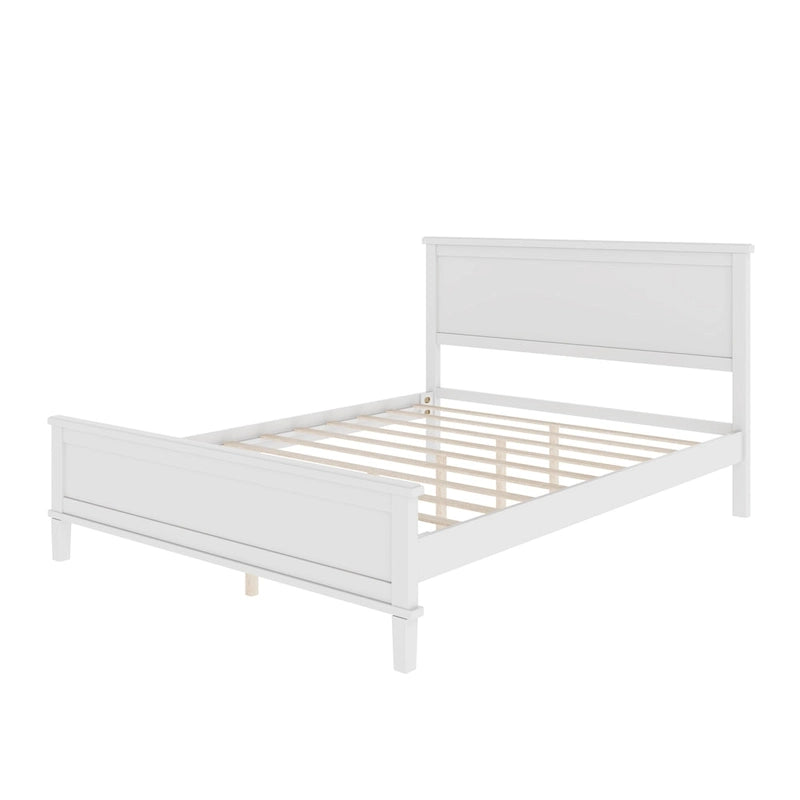 Wood Platform Bed Frame with Headboard, Wooden Panel Bed with Wood Slat Support and Under Bed Storage, No Box Spring Needed