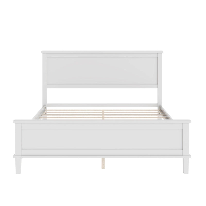 Wood Platform Bed Frame with Headboard, Wooden Panel Bed with Wood Slat Support and Under Bed Storage, No Box Spring Needed