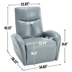 270 Genuine Leather Swivel and Rocker Power Recliner Chair for Elderly, Lving Room Single Sofa w/Lumbar Support & Rolled Arms
