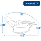 270 Genuine Leather Swivel and Rocker Power Recliner Chair for Elderly, Lving Room Single Sofa w/Lumbar Support & Rolled Arms