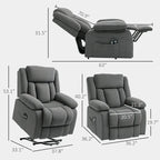 HOMCOM Power Lift Recliner Chair for Elderly with Massage and Heat, Fabric Massage Chair Recliner with Remote Controllers