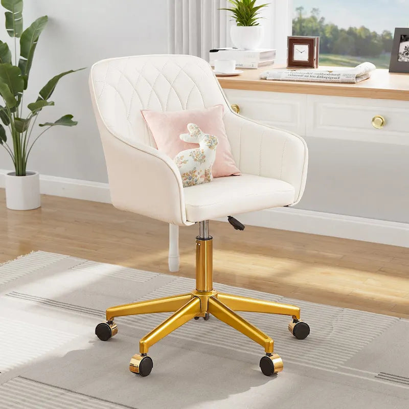 VECELO Modern Home Office Chairs Height Adjustable 360 Swivel Task Chair with Metal Base