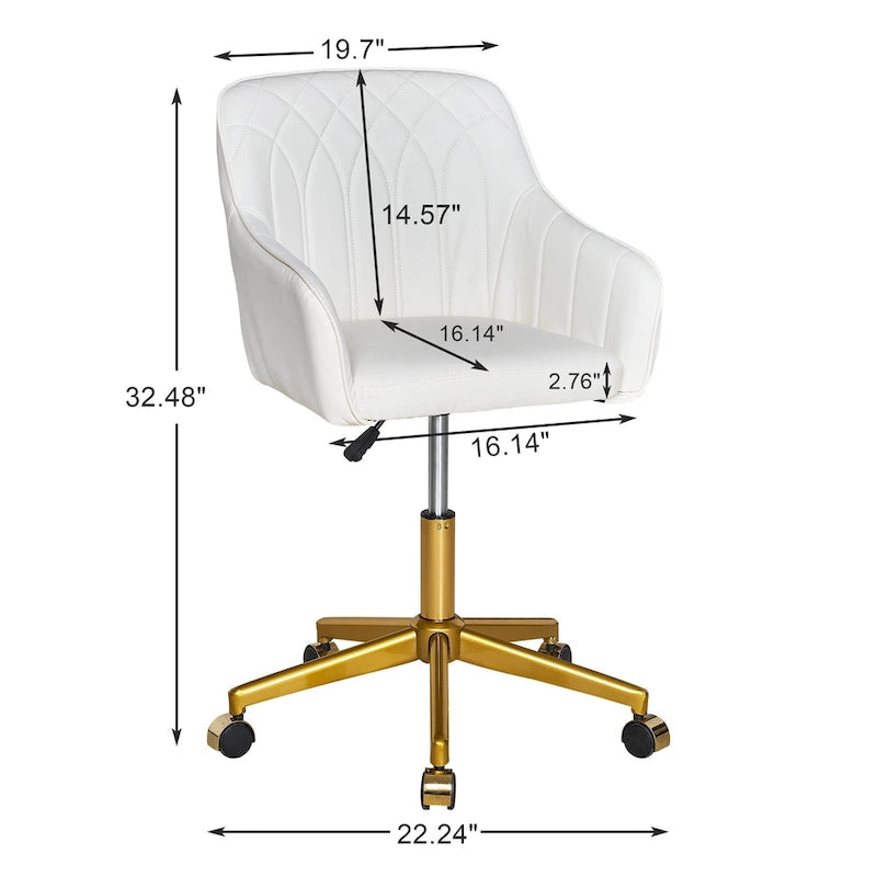 VECELO Modern Home Office Chairs Height Adjustable 360 Swivel Task Chair with Metal Base
