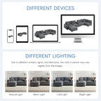 U Shaped Chenille Sofa w/Ottoman,Console,Cup Holder,Wide Seat,USB