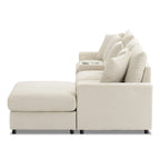 Corduroy Sectional Sofa w/ Bluetooth Speakers, L Shaped Couch