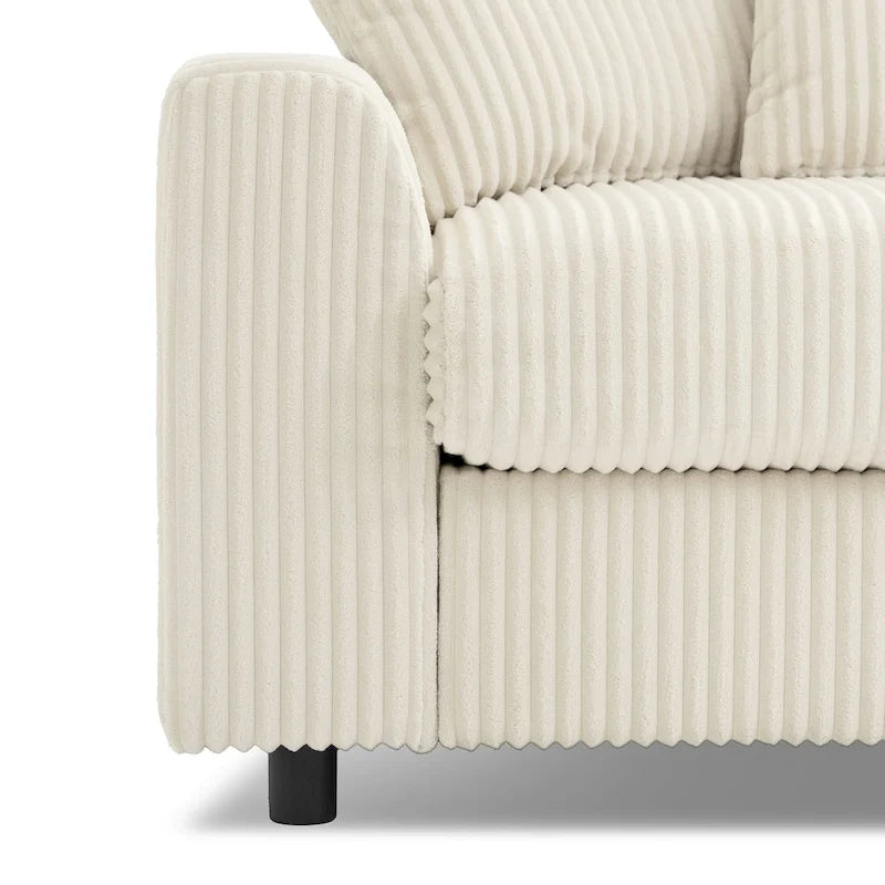 Corduroy Sectional Sofa w/ Bluetooth Speakers, L Shaped Couch