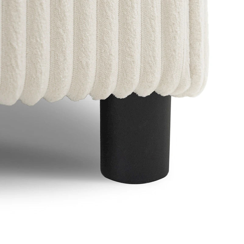 Corduroy Sectional Sofa w/ Bluetooth Speakers, L Shaped Couch