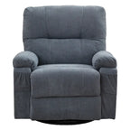 360 Swivel Manual Recliner Single Sofa Chair Fabric Lounge Chair with Pull Out Footrest and Side Pockets