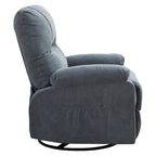 360 Swivel Manual Recliner Single Sofa Chair Fabric Lounge Chair with Pull Out Footrest and Side Pockets