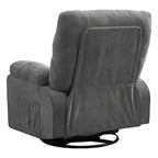 360 Swivel Manual Recliner Single Sofa Chair Fabric Lounge Chair with Pull Out Footrest and Side Pockets
