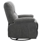 360 Swivel Manual Recliner Single Sofa Chair Fabric Lounge Chair with Pull Out Footrest and Side Pockets