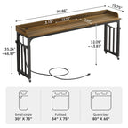 71 inch Overbed Table with Height Adjustable & Power Outlet, Queen Size Bed Table
