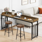 71 inch Overbed Table with Height Adjustable & Power Outlet, Queen Size Bed Table