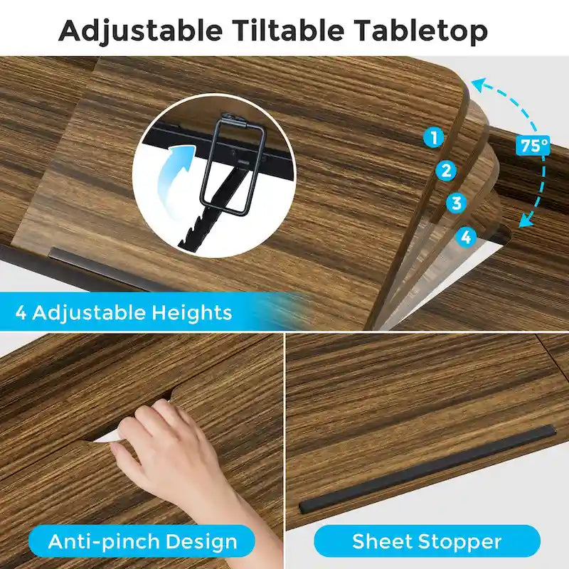 71 inch Overbed Table with Height Adjustable & Power Outlet, Queen Size Bed Table