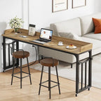 71 inch Overbed Table with Height Adjustable & Power Outlet, Queen Size Bed Table