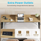 71 inch Overbed Table with Height Adjustable & Power Outlet, Queen Size Bed Table