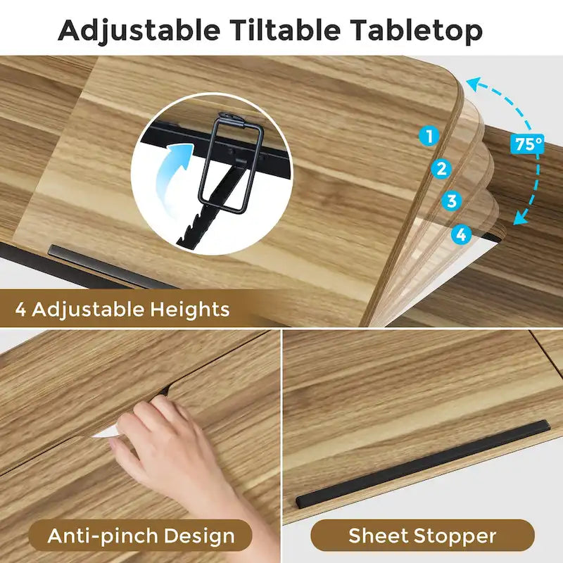 71 inch Overbed Table with Height Adjustable & Power Outlet, Queen Size Bed Table