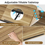 71 inch Overbed Table with Height Adjustable & Power Outlet, Queen Size Bed Table