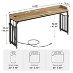 71 inch Overbed Table with Height Adjustable & Power Outlet, Queen Size Bed Table