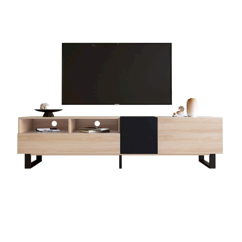 TV Stand for 80 TV with Double Storage Space, Media Console Table, Entertainment Center with Drop Down Door