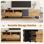 TV Stand for 80 TV with Double Storage Space, Media Console Table, Entertainment Center with Drop Down Door