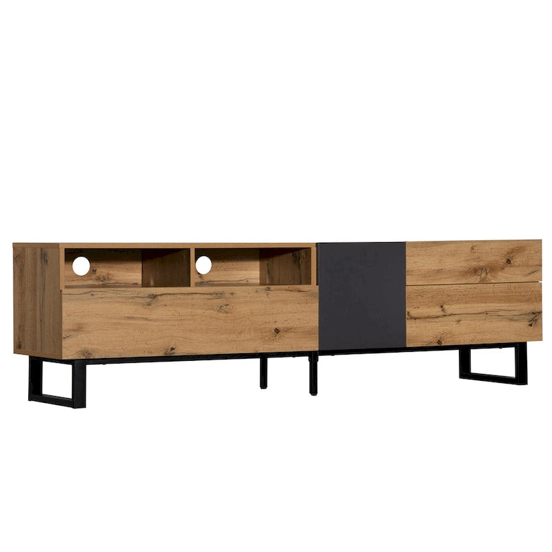 TV Stand for 80 TV with Double Storage Space, Media Console Table, Entertainment Center with Drop Down Door