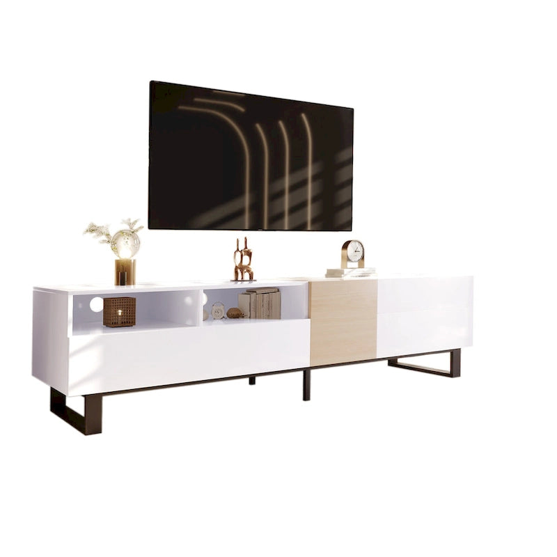 TV Stand for 80 TV with Double Storage Space, Media Console Table, Entertainment Center with Drop Down Door