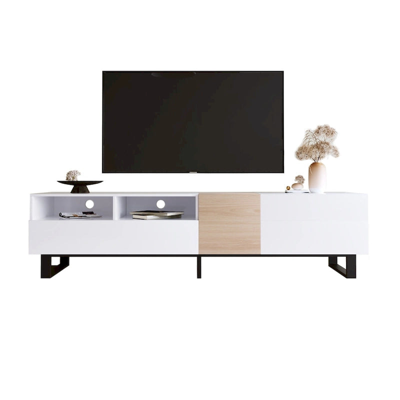 TV Stand for 80 TV with Double Storage Space, Media Console Table, Entertainment Center with Drop Down Door