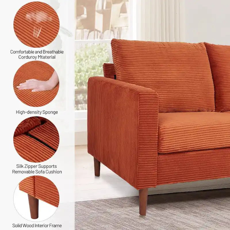 Modern Chenille Convertible Futon Sofa Bed, 82.68  Loveseat Sofa with Square Arm for Living Space