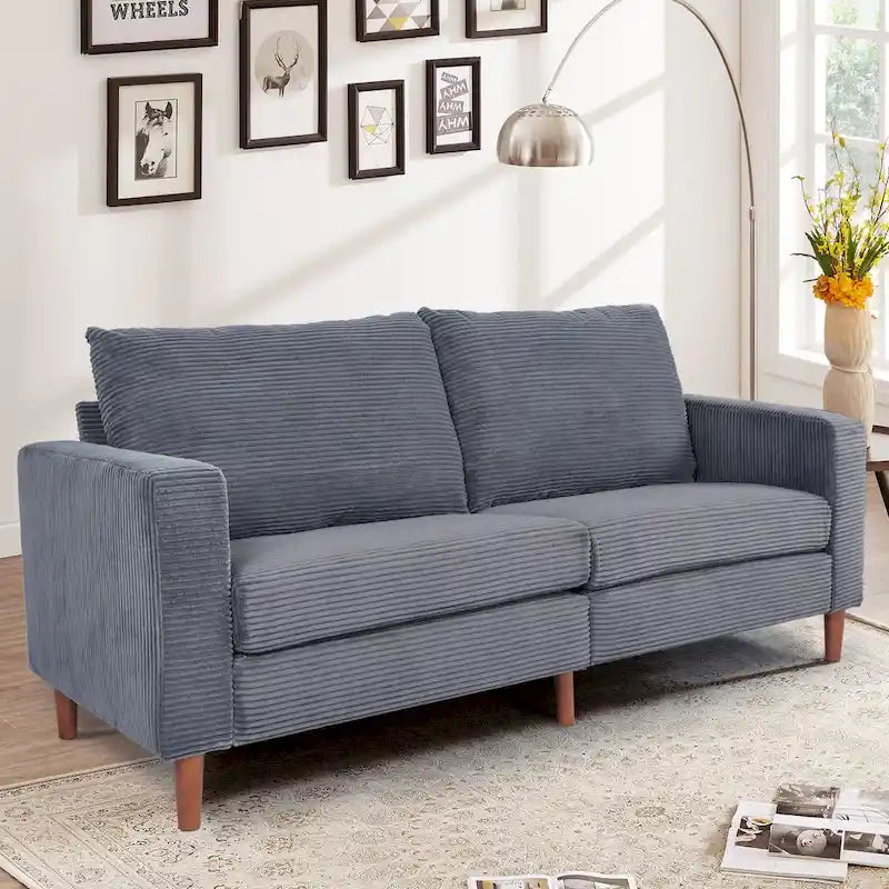 Modern Chenille Convertible Futon Sofa Bed, 82.68  Loveseat Sofa with Square Arm for Living Space