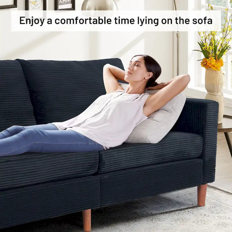 Modern Chenille Convertible Futon Sofa Bed, 82.68  Loveseat Sofa with Square Arm for Living Space