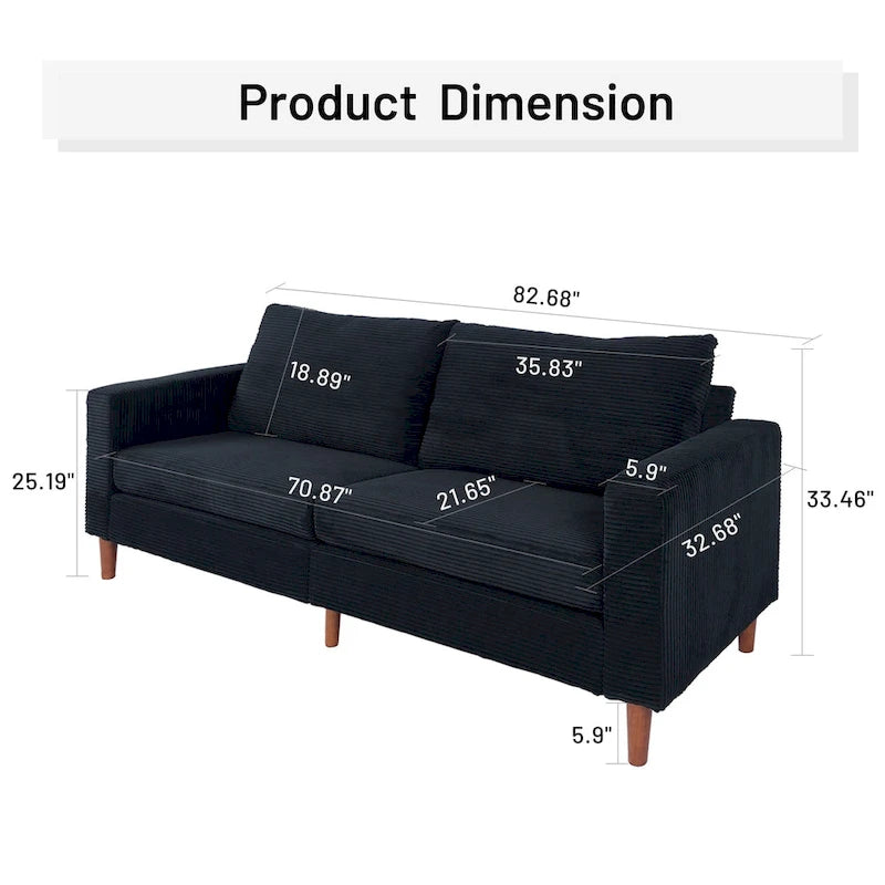 Modern Chenille Convertible Futon Sofa Bed, 82.68  Loveseat Sofa with Square Arm for Living Space