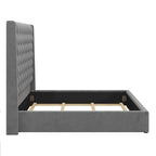 67.5 Tall Headboard Upholstered King Size Bed with Handmade Deep Button Tufted, Box Spring Needed, Velvet