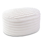 Large Plush Faux Fur Ribbed Pouf Ottoman - 35 - Cream
