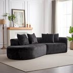 114 Chenille Deep-Seat Sectional Sofa with 4 Pillows