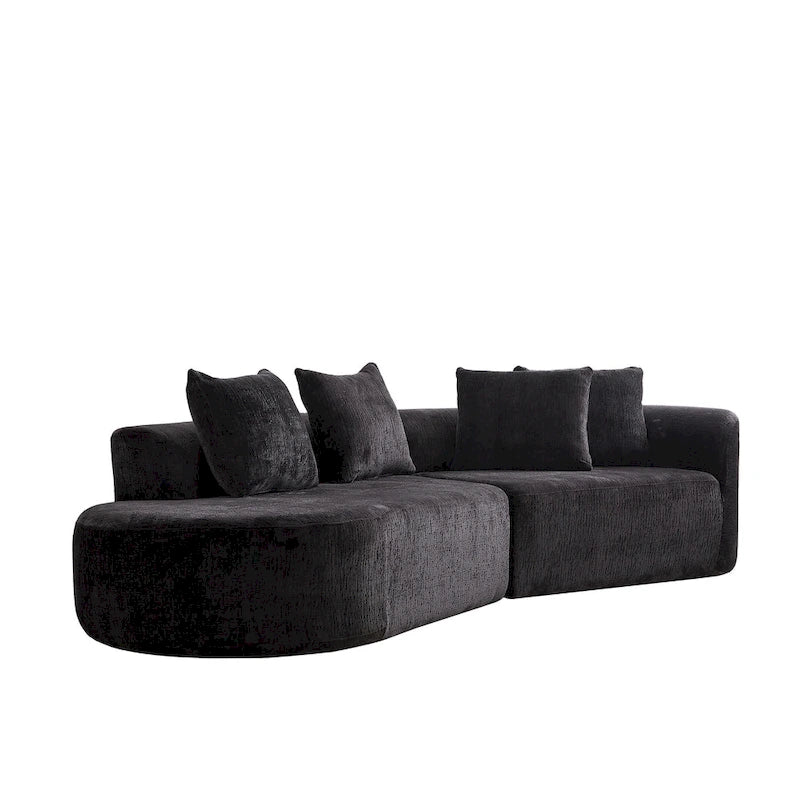 114 Chenille Deep-Seat Sectional Sofa with 4 Pillows