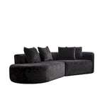 114 Chenille Deep-Seat Sectional Sofa with 4 Pillows