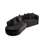 114 Chenille Deep-Seat Sectional Sofa with 4 Pillows