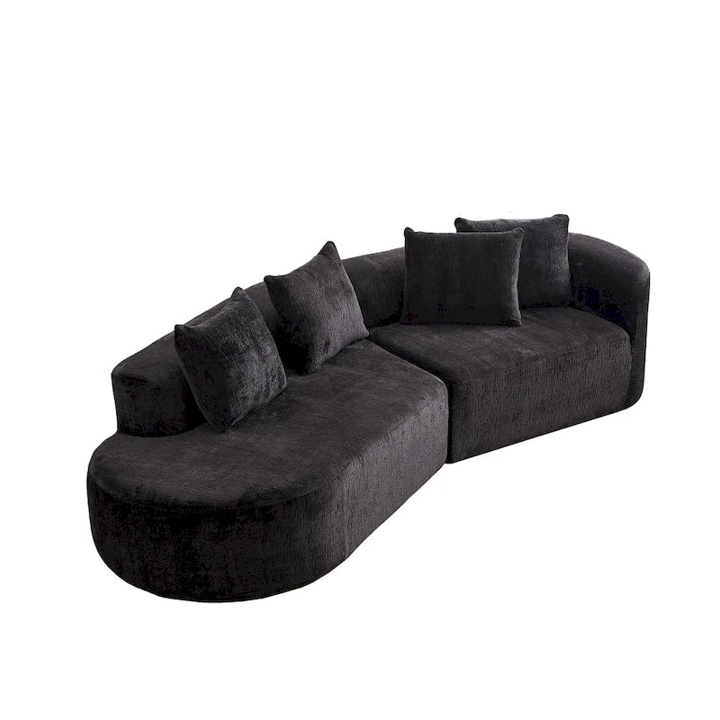 114 Chenille Deep-Seat Sectional Sofa with 4 Pillows