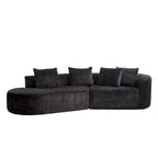 114 Chenille Deep-Seat Sectional Sofa with 4 Pillows