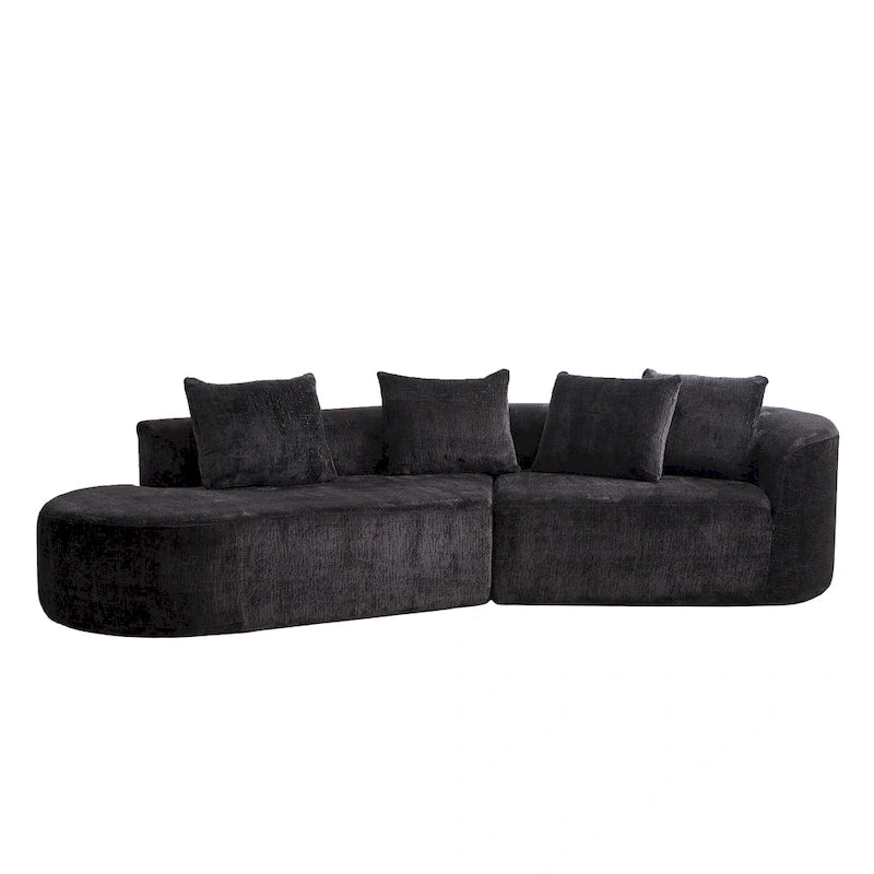 114 Chenille Deep-Seat Sectional Sofa with 4 Pillows