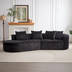 114 Chenille Deep-Seat Sectional Sofa with 4 Pillows