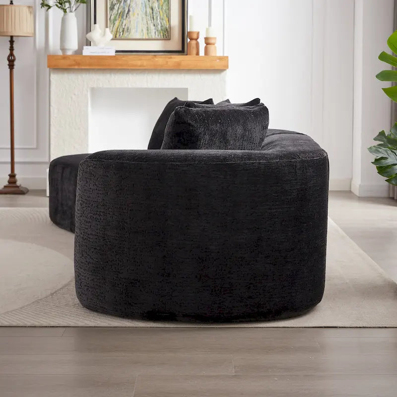 114 Chenille Deep-Seat Sectional Sofa with 4 Pillows