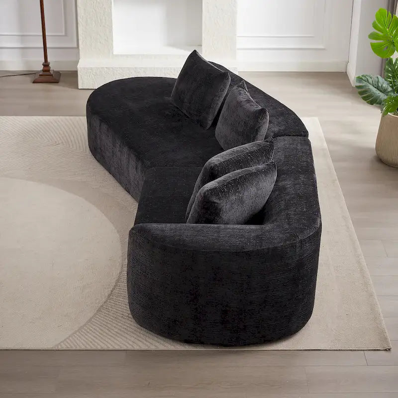 114 Chenille Deep-Seat Sectional Sofa with 4 Pillows