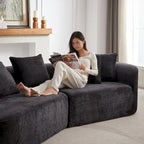 114 Chenille Deep-Seat Sectional Sofa with 4 Pillows