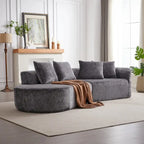 114 Chenille Deep-Seat Sectional Sofa with 4 Pillows
