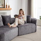114 Chenille Deep-Seat Sectional Sofa with 4 Pillows
