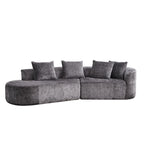 114 Chenille Deep-Seat Sectional Sofa with 4 Pillows